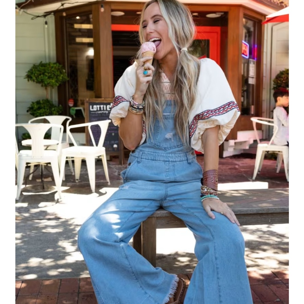 Stylish Blue Women's Jeans Overalls. Long length.